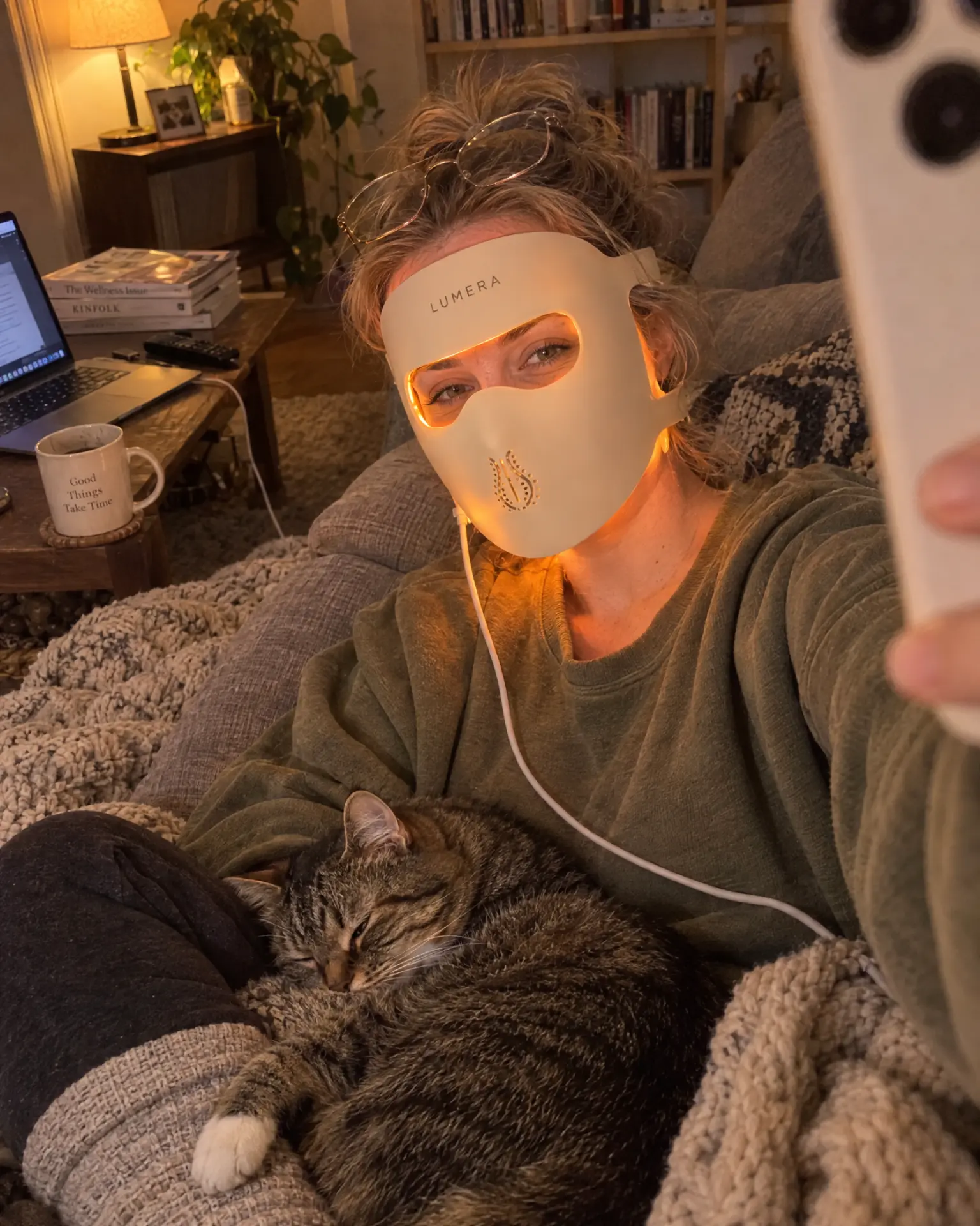 Emily C. using the mask
