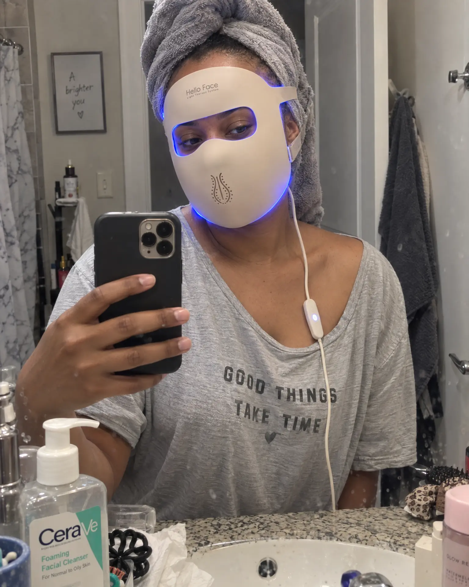 Keisha D. using the mask